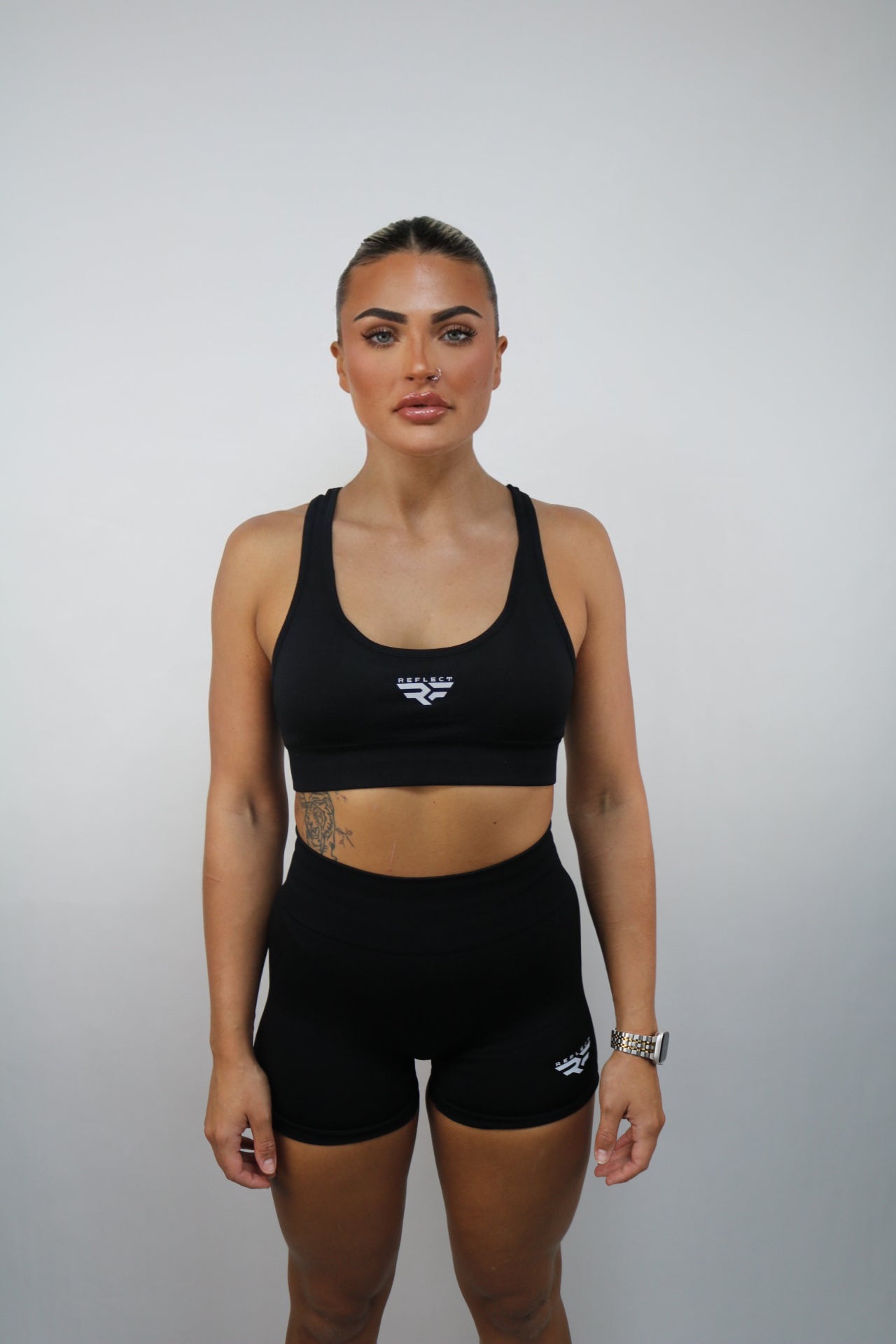 Reflect Women's Sports Bra & Shorts Gym Set - Black