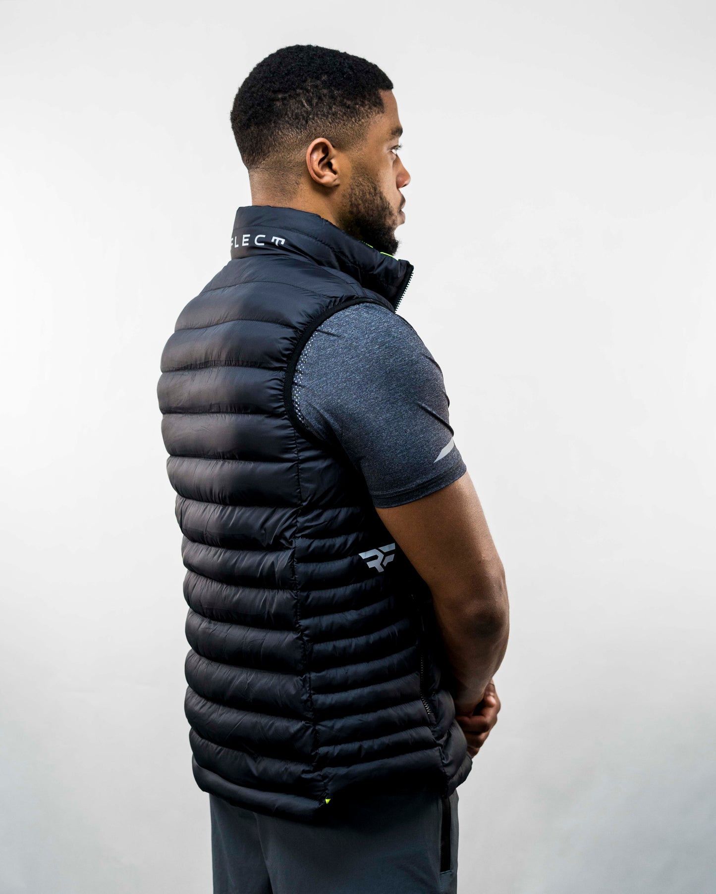 Reflect Mens Body Warmer - Black & Neon Green